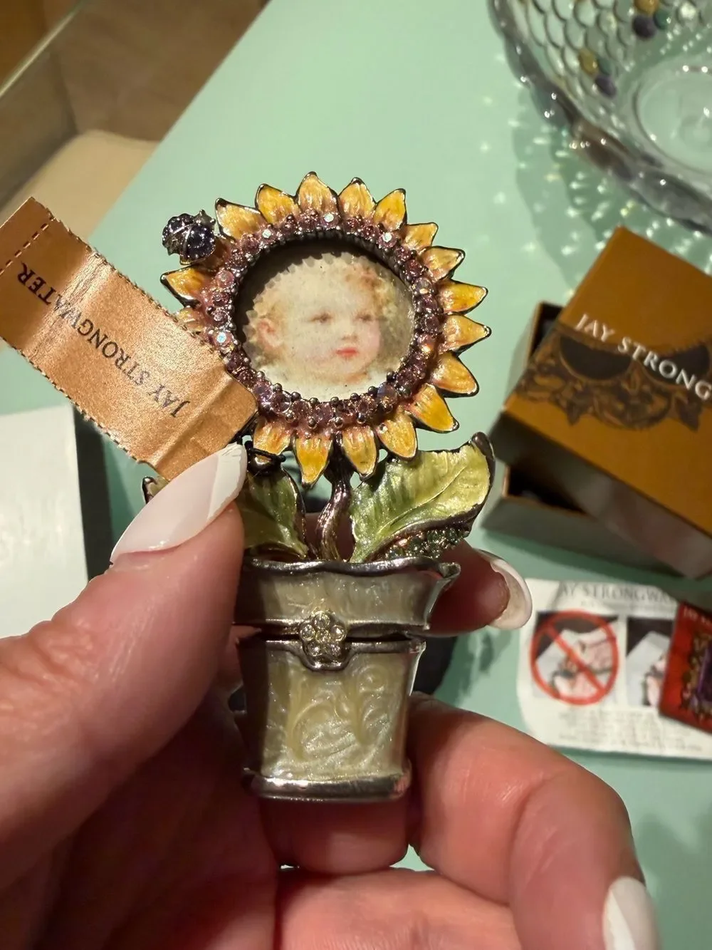 JAY STRONGWATER Vintage Allegra sunflower pot mini frame box NWT